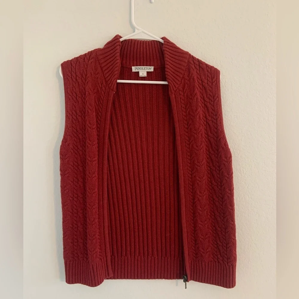 Vintage Pendleton Cable Knit Sweater Vest Zip Up